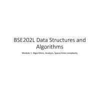 Fundamentals of algorithm analysis  Data Structures and Algorithms-BCSE202L