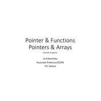 Pointers and functions Structured and Object-Oriented Programming-BCSE102L