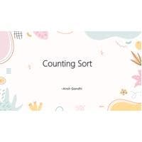 Counting sort Data Structures and Algorithms-BCSE202L