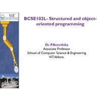 Class Templates, Function templates Structured and Object-Oriented Programming-BCSE102L
