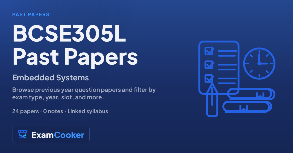 Embedded Systems (BCSE305L) past papers | ExamCooker