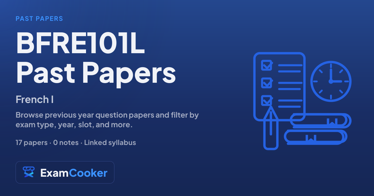 French I (BFRE101L) past papers | ExamCooker