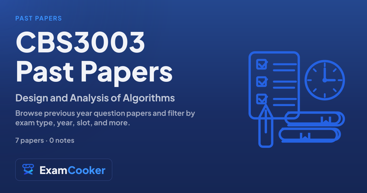 Design and Analysis of Algorithms (CBS3003) past papers | ExamCooker